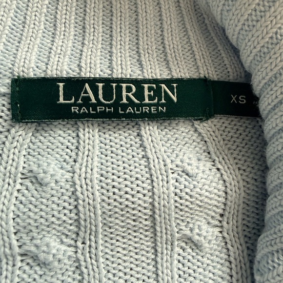 Ralph Lauren Sky Blue Cable Knit Cardigan with Silver logo and Zipper Details - Picture 8 of 8